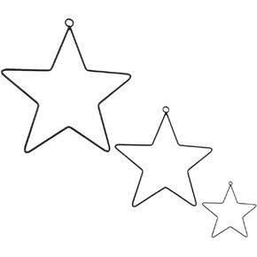FAVOMOTO 3 Pack DIY Metal Star Dream Catcher Wreath Rings - Black Iron Circle Hoops (10cm, 20cm, 30cm) for Floral Arrangements Macrame Crafts Home Decor and Creative Wall Hangings