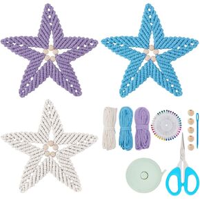 FREEBLOSS 3 Set DIY Macrame Snowflake Kit Macrame Christmas Snowflake Macrame Kits for Adults Beginners with Instructions Full Macrame Supplies Kit Includes 60m Macrame Cord