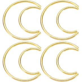 PATIKIL 4 Inch Moon Dream Catcher Rings, 4 Pcs Metal Christmas Macrame Wreath Floral Ring Hoop for Home Car DIY Craft Wedding Wall Hanging Decoration, Gold