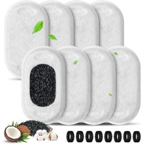 8 Packs Cat Water Fountain Filter 4 Months Set of Pet Fountain Filter Replacement for Ultra Quiet Stainless Steel Pet Water Fountain (8 Filters&8 Sponges)