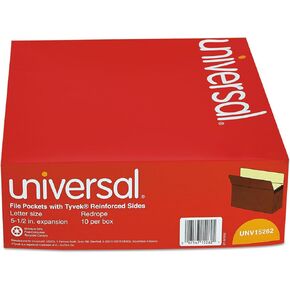 Universal UNV15262T 5-1/4 in. Straight Tab Expansion File Pockets - Letter, Redrope/Manila (10/Box)
