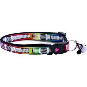 Musical Instrument Cat Collar with Charm & Bell | Safety Breakaway Collar | Adjustable Large Size or Kitten Collar (Rainbow Guitar, Large(10lbs & Up))