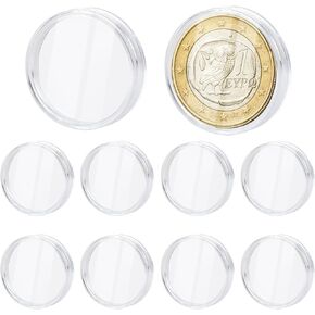10 Pcs 42mm Clear Coin Capsules, Plastic Silver Dollar Coin Holder, Coin Cases for Collectors, Coin Plastic Case for Coin Collection American Silver Eagle Liberty Coin &JFK Half Dollar & Bitcoin