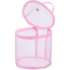 YOKIVE Yarn Storage Bag, Crochet Bag Portable Knitting Bag Organizer with Port and Handle Strap, Great for Crocheting (13cm x 14cm, Pink)