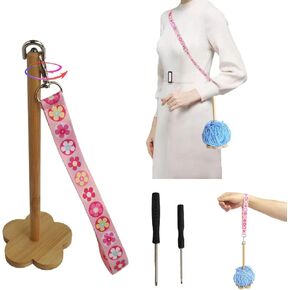 Portable Wrist Yarn Holder with Skew-slung Strap，Bamboo Yarn Holder with Wrist Strap, Yarn Holder for Crocheting & Knitting, Yarn Ball Holder/Yarn Holder/Knitting Gifts