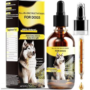 Dog Multivitamin Liquid, 13-In-1 Dog Vitamins Extra Strength to Improve Dog’s Digestive, Immune, Skin, Coat, Bone, Joints Health, 60 Ml Nature Dog Vitamins and Supplements for All Ages Breed Sizes Dog