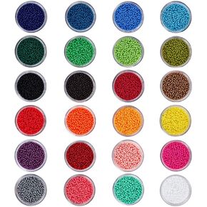PH PandaHall 24000 Pcs 11/0 Multicolor Beading Glass Seed Beads 24 Colors 2mm Round Pony Bead Mini Spacer Beads with Container Box for Earring Bracelet Necklace Jewelry DIY Craft Making