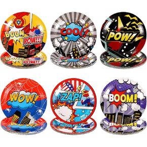 60pcs Hero Birthday Party Plates, Hero Birthday Party Supplies Theme Party Plates Supplies Super Theme Disposable Super Plates for Party Decorations (Hero City Theme)