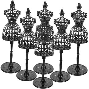 6pcs Clothing Display Stand Miniture Decoration Miniatures Micro Dress Form Mannequin Dress Stand Doll Display Stand Small Female Mannequin Doll Accessory Body Black Shelf