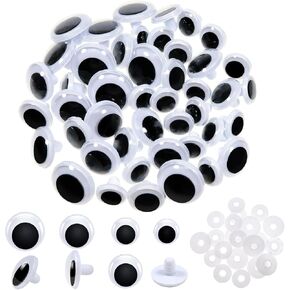 TOAOB 30pcs Wiggle Googly Eyes Plastic Safety Eyes 15mm 18mm 20mm 23mm Round Craft Eyes with Washers for DIY Arts Crafts Stuffed Animals Amigurumis Bears Dolls Making