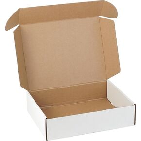 12"x9"x2" Shipping Boxes Set of 5, White Corrugated Cardboard Box Literature Mailer