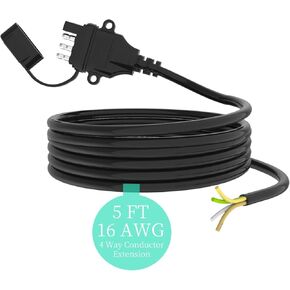 16AWG 1FT Trailer Wiring Harness 4 Pin Flat Trailer Wire Harness Pure Copper 4 Wire Trailer Wire with Jacketed 4 Pin Trailer Connector, Color Coded 4 Wire Trailer Wire with Dust Cover