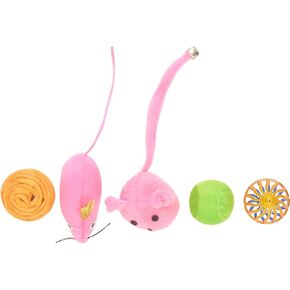 Boss Pet Chomper Kylie's Brites 8-Piece Feather Mouse and Ball Toy Set for Pets