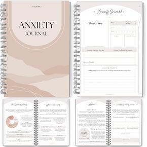 Anxiety Journal, Anxiety Worksheets, Anxiety Relief Workbook, Guided Prompts, CBT Therapy Notebook, Mental Health Wellness | A5 Lux