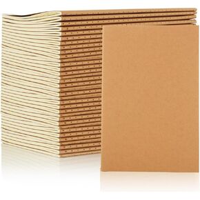 MIVIDE 50 Pack A5 Blank Kraft Notebooks, Bulk Pack 8.3" x 5.5" Notebooks 30 Sheets 60 Pages, Lined Travel Notebooks for Writing, Making Plans, School Office Supplies