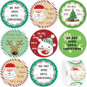 500 Pieces Do Not Open Until Christmas Label Christmas Stickers Roll 2 Inch Round Xmas Stickers Gifts Wrapping Labels for Christmas Party Favor Holiday Candy Bags Envelope Seals