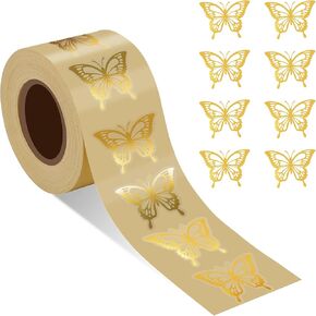 500pcs Butterfly Stickers, 1.57x1.18in Gold Butterfly Envelope Seal Stickers Self-Adhesive Butterfly Labels Stickers for Invitation Card Gift Box Wedding Party Gift