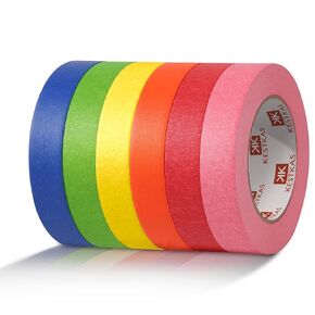 KESTKAS Colored Masking Tape 1inch x 984ft 6 Colors - Painters Tape - Colored Masking Tape - Paint Masking Tape - Residue Free Removable Painting Tape