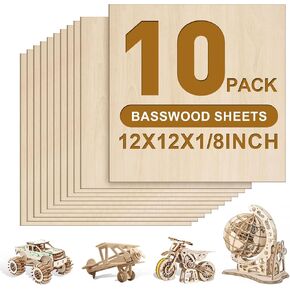 6 Pack Basswood Sheets for Crafts 1/8x12x18 Inch 3mm Larger Basswood for Laser Cutting, Drawing,Wood Burning, Architectural Models.Plywood Sheets Unfinished Squares Wood Boards for DIY Gifts.