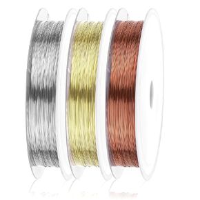 3 Pcs Jewelry Making Copper Wire, Total Length 30m 0.3mm Diameter Fine Craft Wire, Bendable Tricolor Wire Wrap Kit for Jewelry Making and Craft, Carving, Bracelet, Necklace