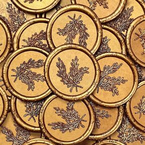 25Pcs Wax Seal Stickers Handmade Envelope Seals Self Adhesive Wax Stickers for Wedding Party Invitations, Envelope, Gift Wrap, Christmas(Rosemary Style, Gold Wax)