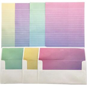 Letter Writing Paper - Lined Stationary Paper and envelope Set - Letter Stationery Set, 32 Sheet Writing Stationery Paper with 16 envelopes+ 1 Sheet Label Seal Sticker,Q383