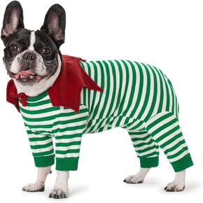 Christmas Dog Recovery Suit,Puppy Dogs Cats Long Sleeve Onesies Bodysuit After Surgery Wound Protective,Dog Surgery Recovery Suit (Green Striped, XL)