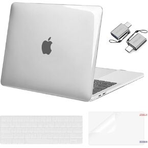 MOSISO Compatible with MacBook Pro 13 inch Case M2 2024, 2023, 2022-2016 A2338 M1 A2251 A2289 A2159 A1989 A1708 A1706, Plastic Hard Case&Keyboard Cover&Screen Protector&Type C Adapter, Black