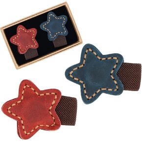 2 PCS Star Genuine Leather Magnetic Bookmarks，Double-Sided Magnetic Retro Bookmarkfrom high-Quality Crazy Horse Leather Magnetic Bookmark,Portable Bookmarks for Family or Friends (Blue+kakki)
