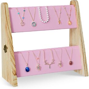 حامل عرض قلادة من 3 طبقات من Lolalet للبيع، يعرض المجوهرات للبائعين، حامل سلسلة قلادة مع مخمل لعرض الحرف اليدوية - أسود in Kuwait