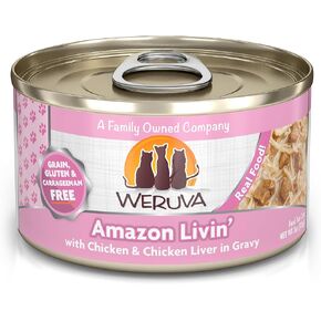 Weruva Classic Cat Food, Amazon Livin' with Chicken Breast & Chicken Liver in Gravy, 3oz Can (Pack of 24)