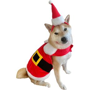 ComfyCamper Santa Claus Red Cape and Hat for Dogs - XS Small Large XXL Xmas Gift Cosplay Costumes Christmas, L