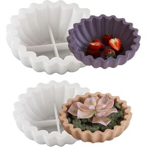 2PCS Flower Tray Resin Mold,Large Bowl Silicone Mould for Epoxy Casting,Jewelry Container, Fruit Plate,Trinket Storage,Candle Holder