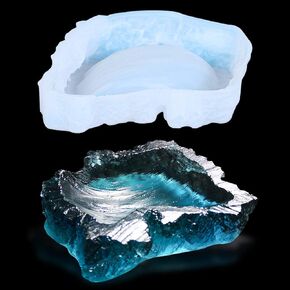 FineInno Dish Resin Molds, Ocean Wave Silicone Molds for Resin,Jewelry Tray Molds,Jewelry Storage Box Casting Molds Ring Organizer, Pen Holder