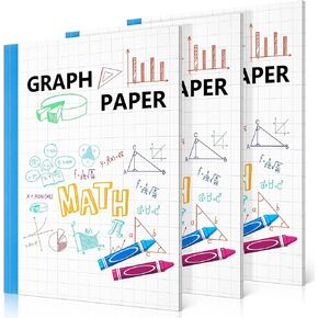 Ctosree 3 Packs Graph Paper For Kids 1/2 Inch Squares Math Graph Paper Composition Notebook 8.5 x 11 Inch Quad Ruled Grid Notebook for Kids School Supplies