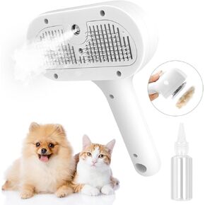 ETACCU Cat Steam Brush, 3 in 1 Cat Steam Brush for Shedding & Grooming, Steam Brush for Dogs/Cats, Remove Tangled Loose Hair for Long & Short Haired, Self Cleaning Pet Steam Brush with Release Button