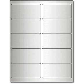 4" x 2" Silver Foil Labels for Laser Printers - 10 Sheets / 100 Labels