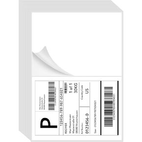 Half Sheet Self Adhesive Shipping Labels, 8.5" x 5.5" Address Labels Laser/Ink Jet White Blank Shipping Labels (100 Sheets/200 Labels)