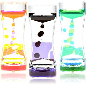 3 Packs Liquid Motion Bubblers Sensory Toys, Liquid Bubble Timer Fidget Stress Relief Desk Toys Visual Oil Timer Calming Anxiety, ADHD & Autism Handheld Water Game