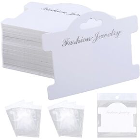 100Pcs 3.78 x 2.95 Inch Jewelry Packaging Card Bracelet Display Cards Bracelet Display Cards with 5.91 x 3.94 Inch Bags White Cardboard Jewelry Card Holder for Hanging Necklaces Earrings