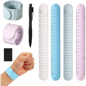 4pcs Wrist Notepad, 9.37x1.18x0.1in Silicone Reusable Notes Memo Wristband Erasable Wearable to Do List Bracelet with Pen Eraser Slap Ruler for Students Nurses Daily Study Work