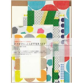 Midori 86762006 Letter Set, Rattle, 5 Size Envelopes, Geometric Pattern