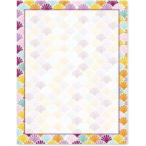 Colorful Border Stationery - 8.5 x 11-60 Letterhead Sheets - Border Paper Letterhead (Color Fan)