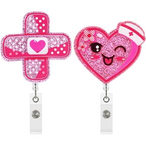 2 Pack Retractable Badge Holder Reels, Cute Red Mouse Badge Clips for School Students, Pediatric Nurses, Medical Assistant ID Badges Name Tag Card