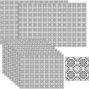 Clabby 12 Pcs Miniature Dollhouse Wallpaper Peel and Stick Cement Tile DIY Self Adhesive Dollhouse Flooring Wallpaper on 1/12 Scale 1/6 Scale for Dollhouse Accessories Decorations