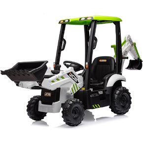 لعبة ركوب الحفار JCB 4 في 1، لعبة ركوب الحفار للأطفال 12 فولت مع جهاز تحكم عن بعد ومحمل أمامي وحفار، أربعة أشكال قابلة للتحويل للأطفال لعبة ركوب السيارة