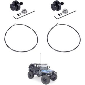 2 Pack of Adjustable 1/10 RC Antenna Tube with Base Mount for Rock Crawler 1/8 1/12 Scale Accessories Car Truck Decoration SCX10 Gen8 TRX4 Upgrades (Black + Black)