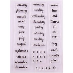 DIY Bullet Journal Calendar Planner Week Month Clear Stamps for Cards Making Decoration and Scrapbooking Rubber Stamps for Craft