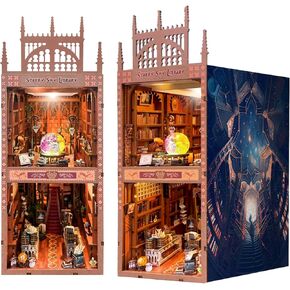 DIY Book Nook Kits, DIY Miniature Doll House Kit, 3D Wooden Puzzle Dollhouse Kit for Adults and Teens, Bookshelf Insert Decor, DIY Craft Gift Model Build with Colored Magic Ball