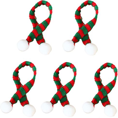 5Pcs Mini Christmas Scarves Tiny Snowman Scarves Xmas Pet Knitted Scarf Doll Snowman Wine Bottle Scarf Accessory Holiday Christmas Decor Crafts for DIY (Green) in Saudi Arabia